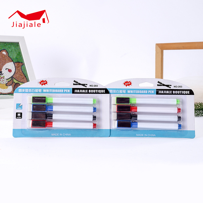 Wholesale of 4 pieces of magnetic fridge magnets, magnetic whiteboard pens, colored children's tape, drying tape brushes, and erasable blackboard pens details Picture