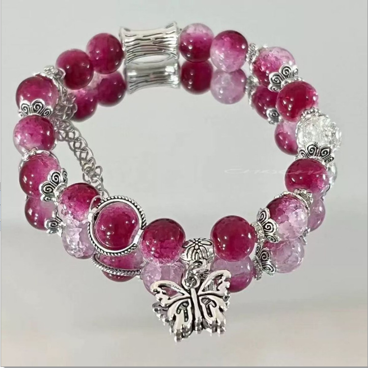 Half-bracelet butterfly beaded bracelet for girls, exquisite design, high appearance level, sweet student jewelry, best friend bracelet Specification image