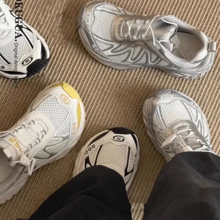 厚底老爹鞋女款2025新款夏季网面透气休闲运动鞋子轻便徒步登山鞋