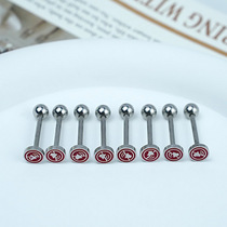 New European and American simple piercing jewelry tongue nail stainless steel dripping oil round mute pattern tongue nail tongue ring wholesale