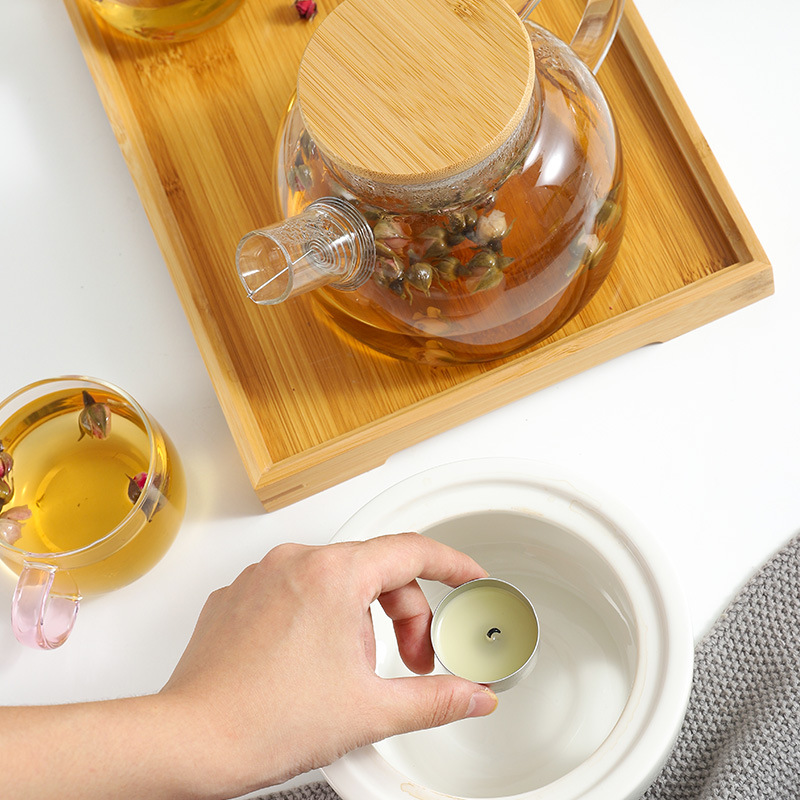 Thickened glass high-temperature resistant tea set, fruit and flower tea pot, flower tea cup set, household heat-resistant and can be burned by open flame Application Scenario
