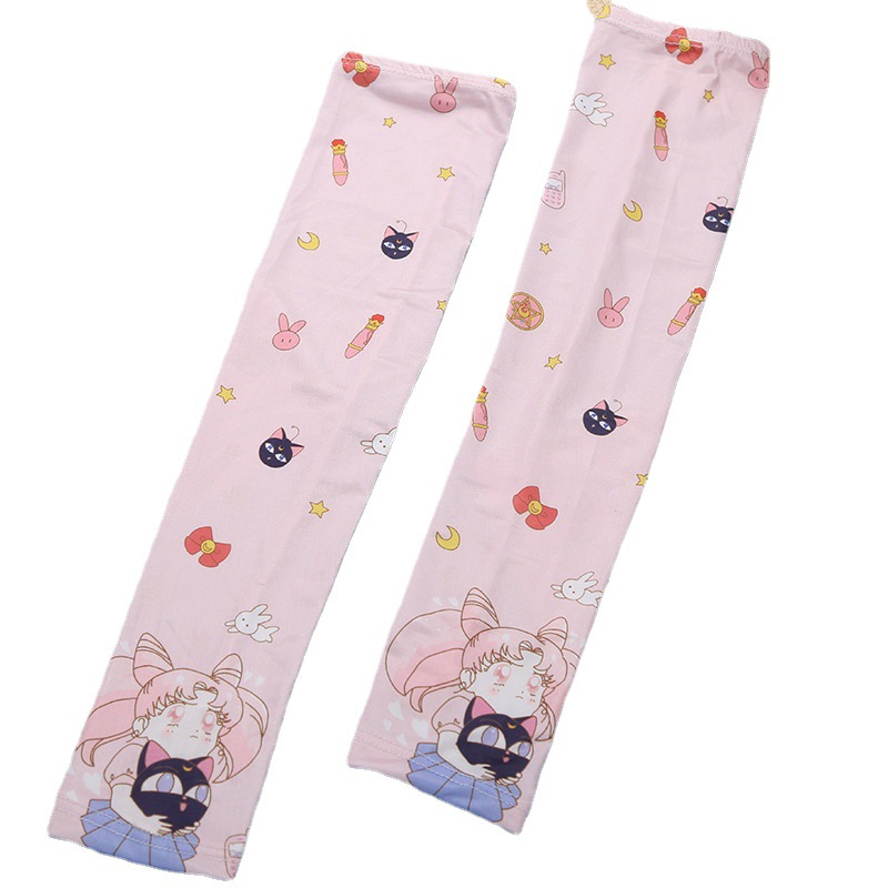 ins Hyuna Art Cartoon cute driving sun protection women's sleeves arm guards ice silk sleeves UV-resistant ice gloves Item Picture