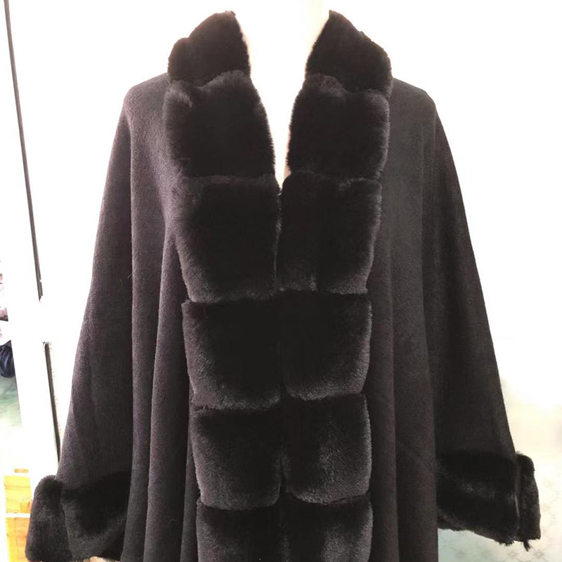 Saint Decanaan Foreign Trade Europe And America 2021 New Wide Knot Fur Collar Cape Cape Fur Cape Manufacturers Wholesale Specification drawing