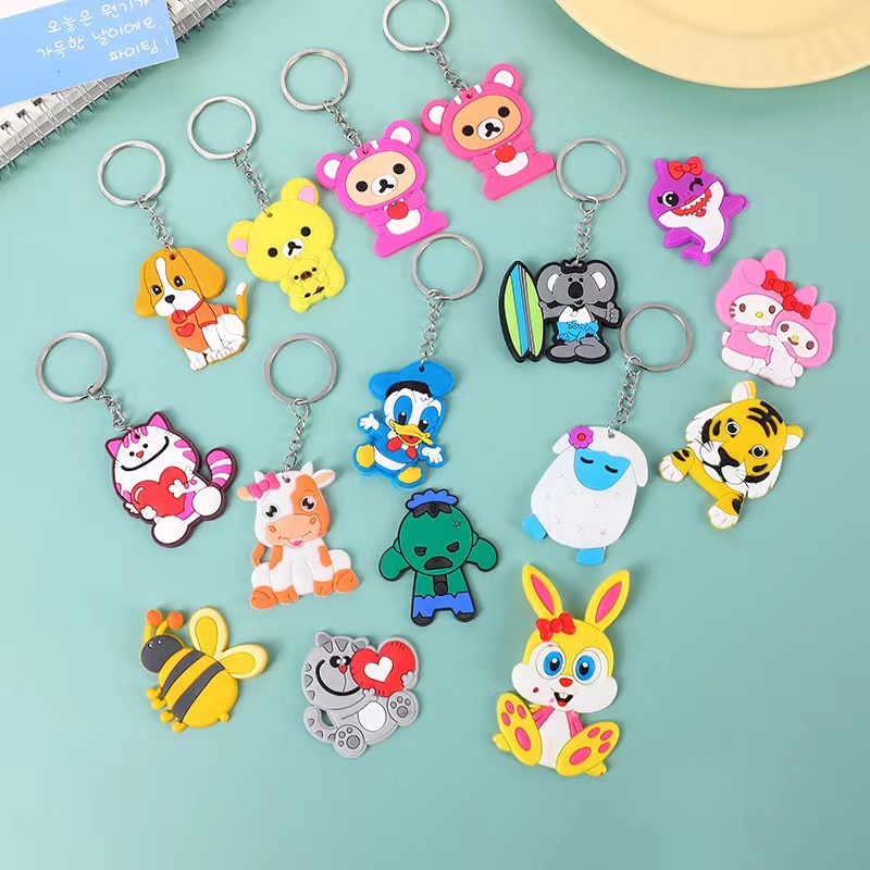 Wholesale Creative Cartoon Pvc Keychain Soft Plastic Keychain Cartoon Bag Pendant Car Keychain Gift details Picture