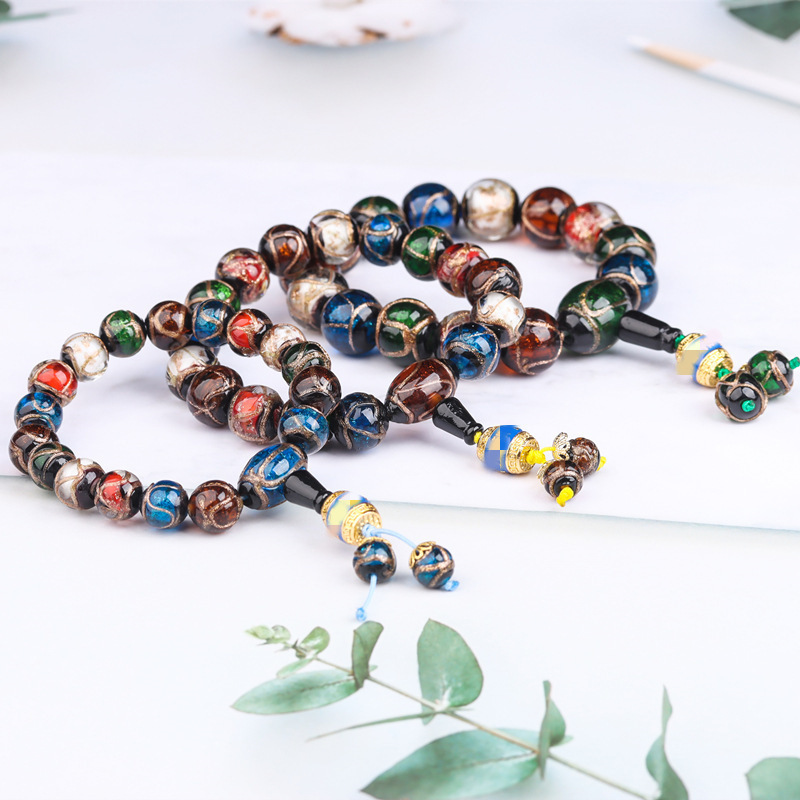 Wholesale of popular online incense ash glass bead bracelets, handcrafted incense ash glass bead bracelets for both men and women, and multi-treasure jewelry Specification image