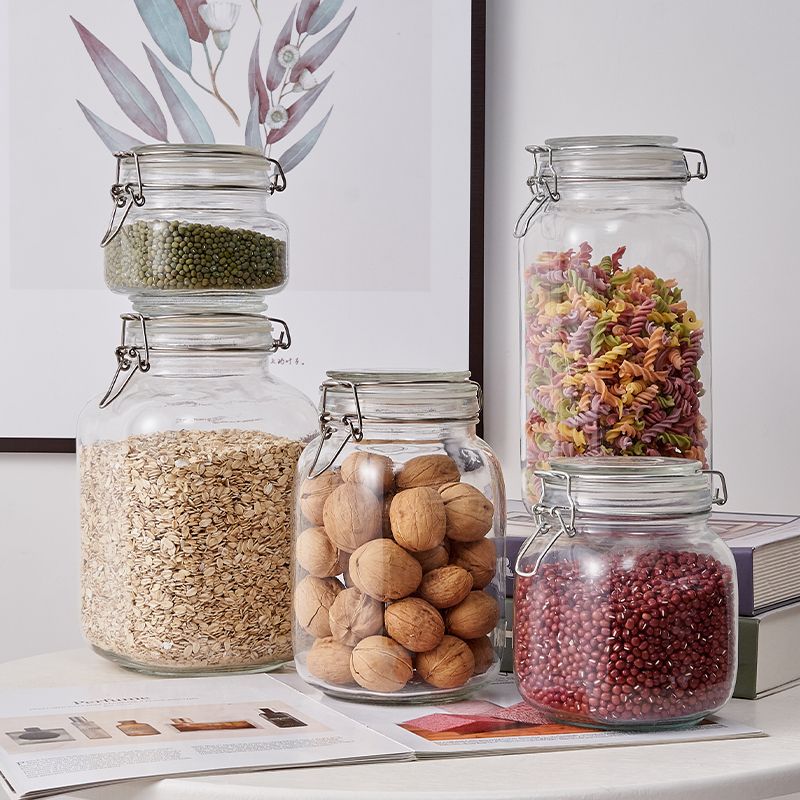 Food Grade Stainless Steel Clip Glass Sealed Jar Storage Jar Pickle Jar Pickles Jar Honey Jar Tea Jar details Picture