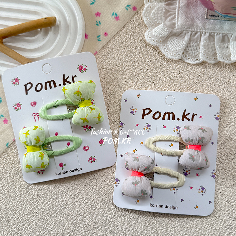 New Spring 2025 style: Sweet floral bow, cute girl, duckbill clip, side bangs clip, children's hair accessory for girls details Picture