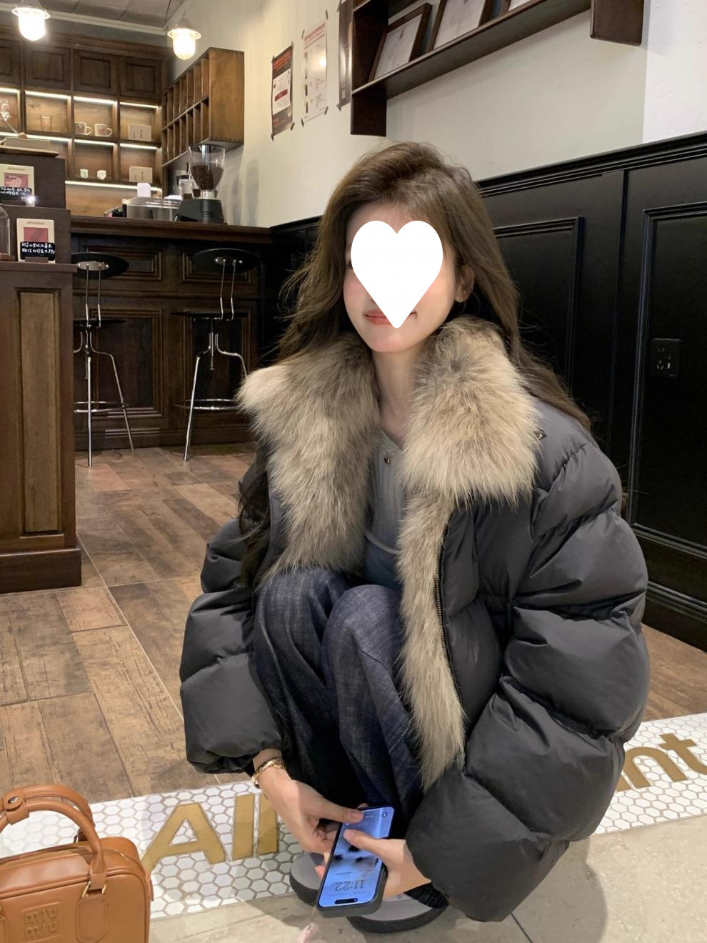 现货冬季新款短款羽绒服女毛毛领宽松加厚小个子韩版皮面包服外套详情16