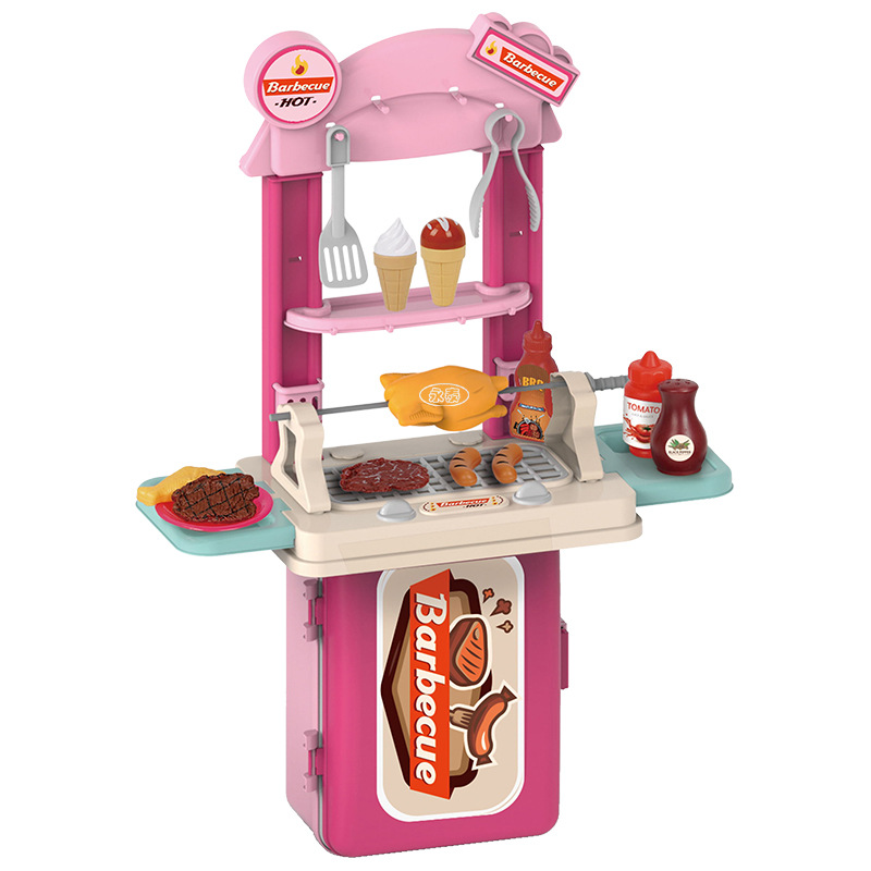 3-in-1 suitcase, role-playing toys, tableware, accessories, tools, barbecue, hamburgers, candies, medical supplies, storage toys Item Picture
