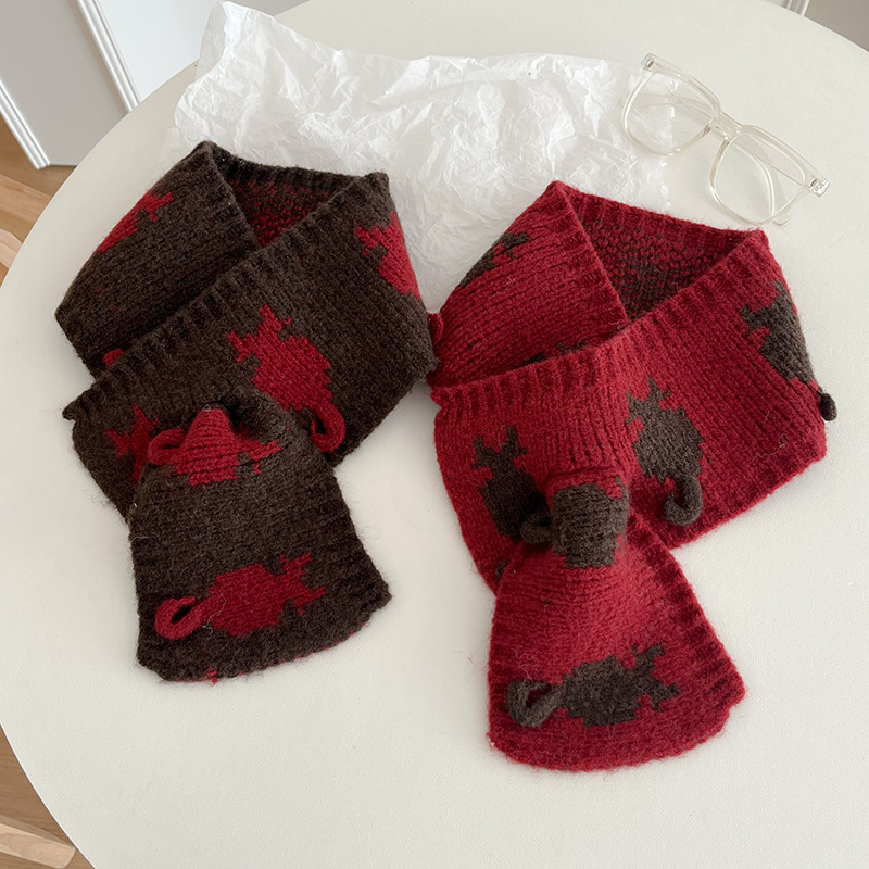 针织秋冬保暖围脖可爱图案简洁个性外搭围巾高级氛围感小围巾围脖详情20