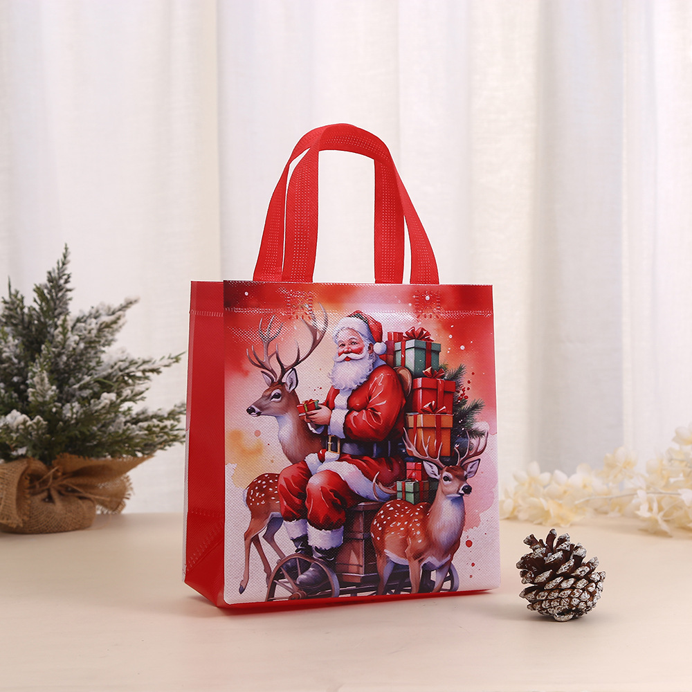 Santa Claus packaging bags, Christmas non-woven fabric party handbags, Christmas Eve gift bags, candy shopping packaging bags Application Scenario