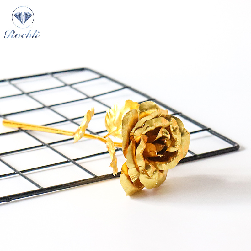 24K gold foil laser rose torchbearer rose gold foil flower Christmas, Qixi Festival and Valentine's Day gift and decoration item price details Picture