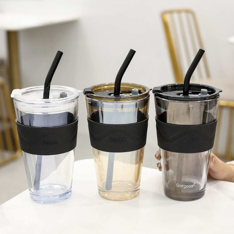 Northern Lights Glass Straw Home Student Sippy Cup Portable Internet Celebrity Couple Niche High Appearance Level Drinking Cup Specification drawing