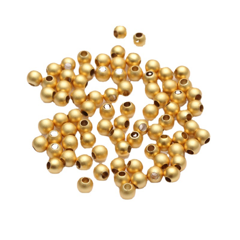18K Old Fa Sarge Gold Smooth Round Beads Diy Handmade Jewelry Accessories Gold Necklace Bracelet Beaded Material Loose Beads Item Picture
