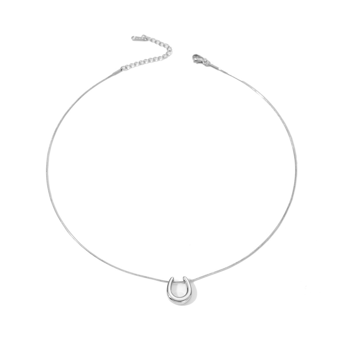 European and American fashionable and individual titanium steel irregular U-shaped necklace, versatile and simple two-color accessory jewelry, women's stainless steel Item Picture