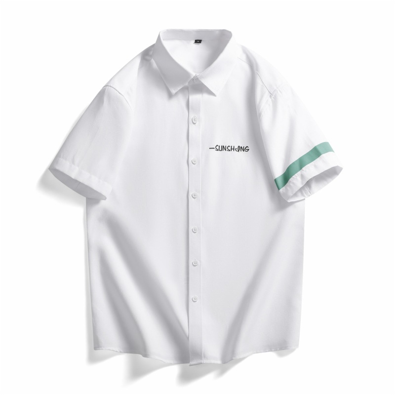 Men's summer casual Korean-style slim-fit top, trendy and versatile men's stylish half-sleeved shirt, 5-inch short-sleeved