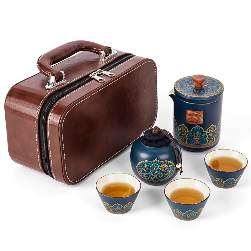 日式旅行茶具/制礼品送伴手/紫砂杯白底实物图