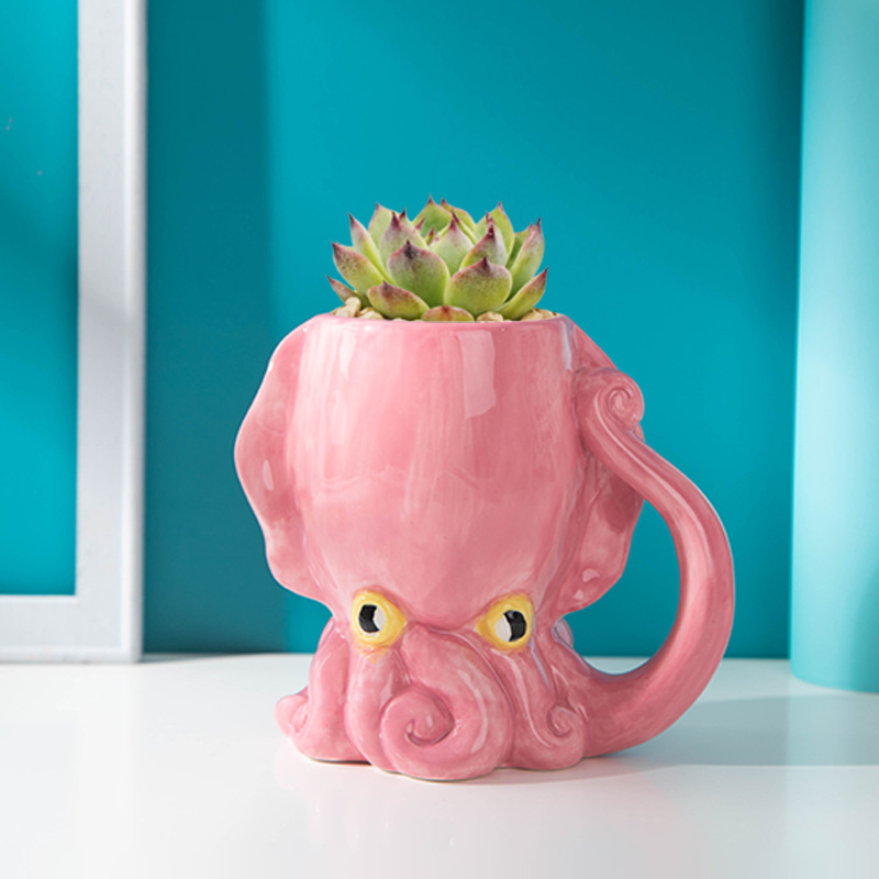 Novel ceramic cup 3D Octopus Monster Cup cartoon modeling cup large capacity Mark Glass glass ceramic small flower pot Application Scenario