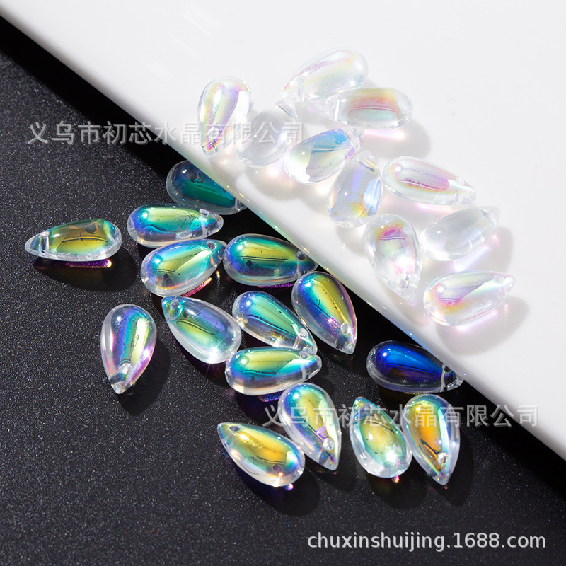 8*14mm glass beads, water drop pendant, flat water drop diy jewelry accessory, pendant hole, ancient-style material, loose beads Specification drawing