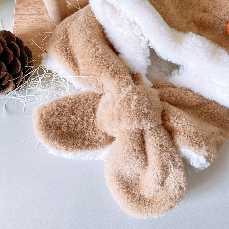 Thick and warm hats for boys and girls, winter children's hats and scarves in one piece, plush and cute baby windproof and ear-protecting hats, trendy Item Picture