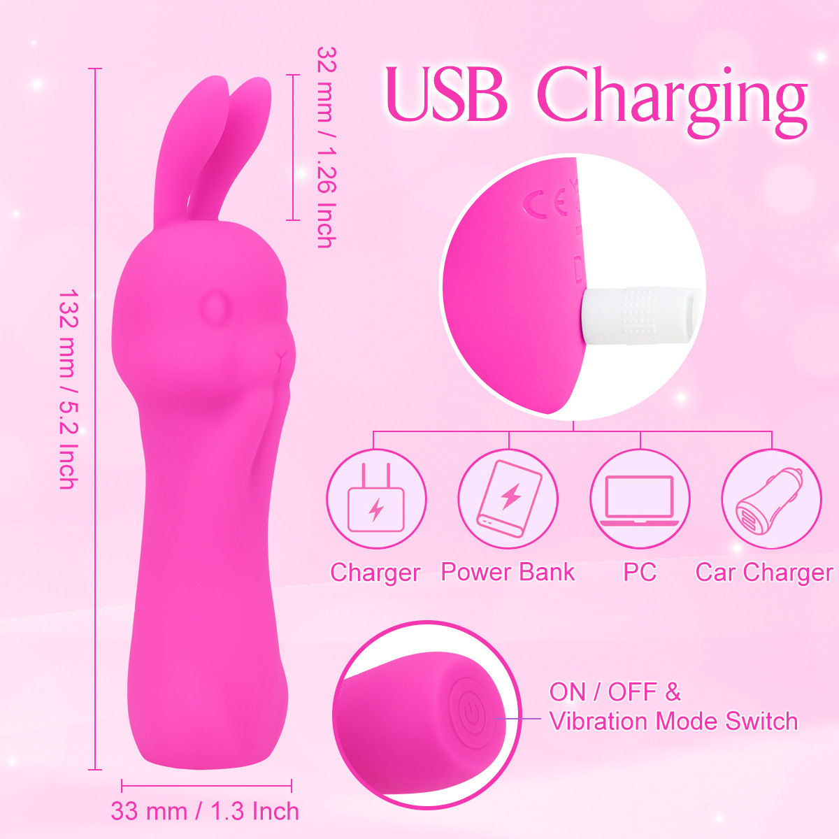 New product: Little Cute Rabbit Adult Sex Products, Women's G-spot Mini Rabbit Vibration Stick Massage, Women's Masturbation device Application Scenario