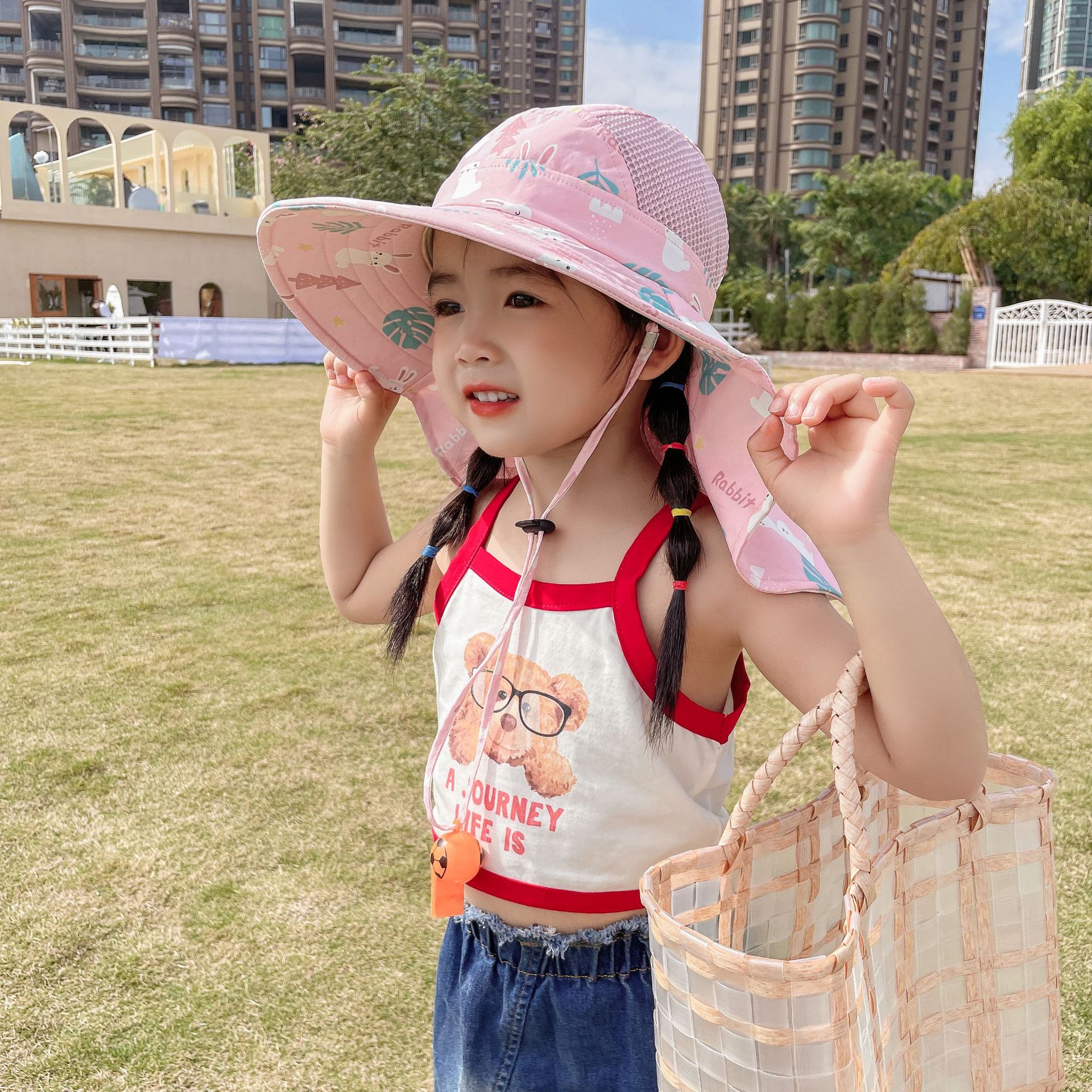 Children 2 To 10 Years Old Sun Shawl Hat Baby Sun Hat Girl Fisherman Hat Boy Sun Hat Beach Hat Specification drawing