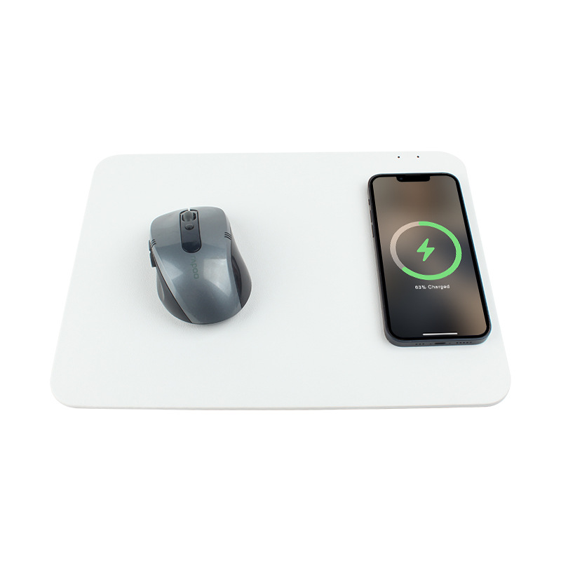 新款S76四色PU防水防滑防油防汗耐脏办公桌充电指示无线充鼠标垫