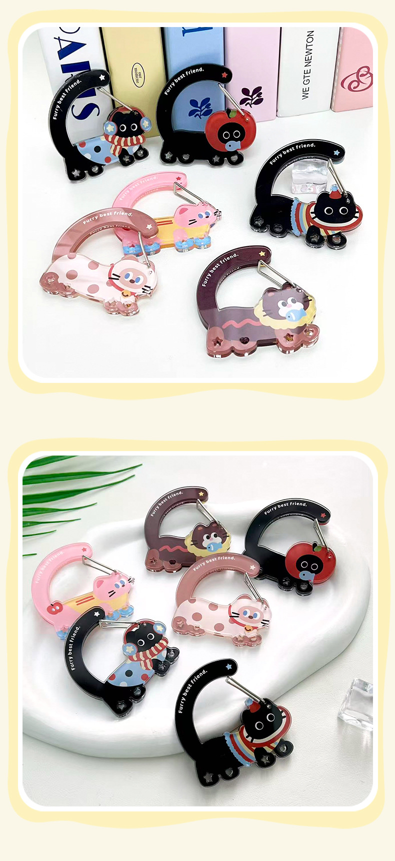 亚克力异形登山扣卡通猫咪爬山扣多功能男女包包钥匙扣挂件diy详情11