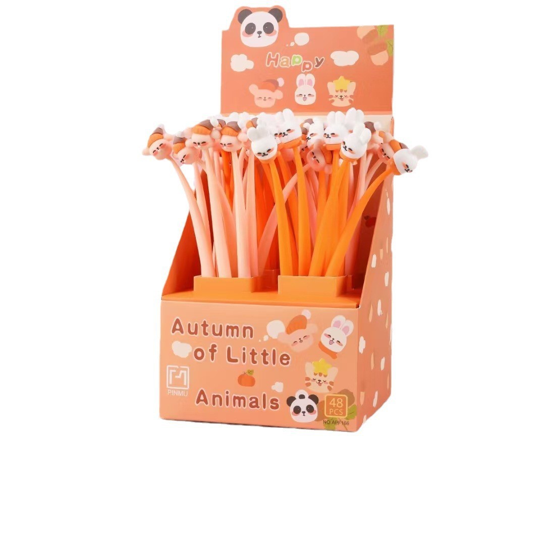 The new creative cartoon silicone gel pen, fountain pen, swing pen and stress-relieving fountain pen gifts from Little animals in autumn