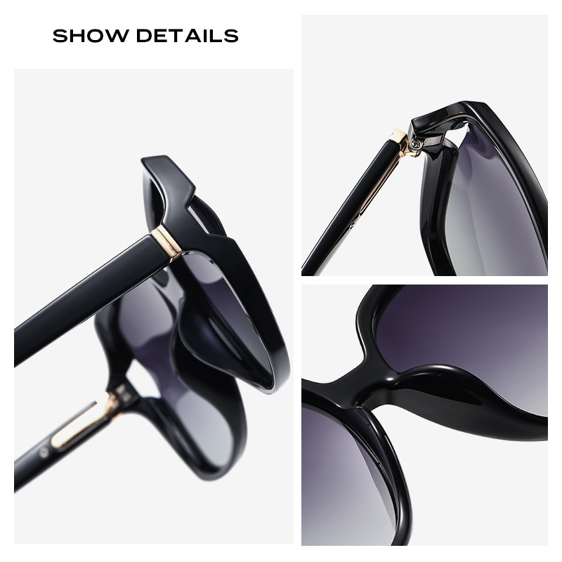 Cross-Border Tr90 Polarizing Sunglasses Ladies Europe And America Fashion Large Frame Sunglasses Uv Protection Specification drawing