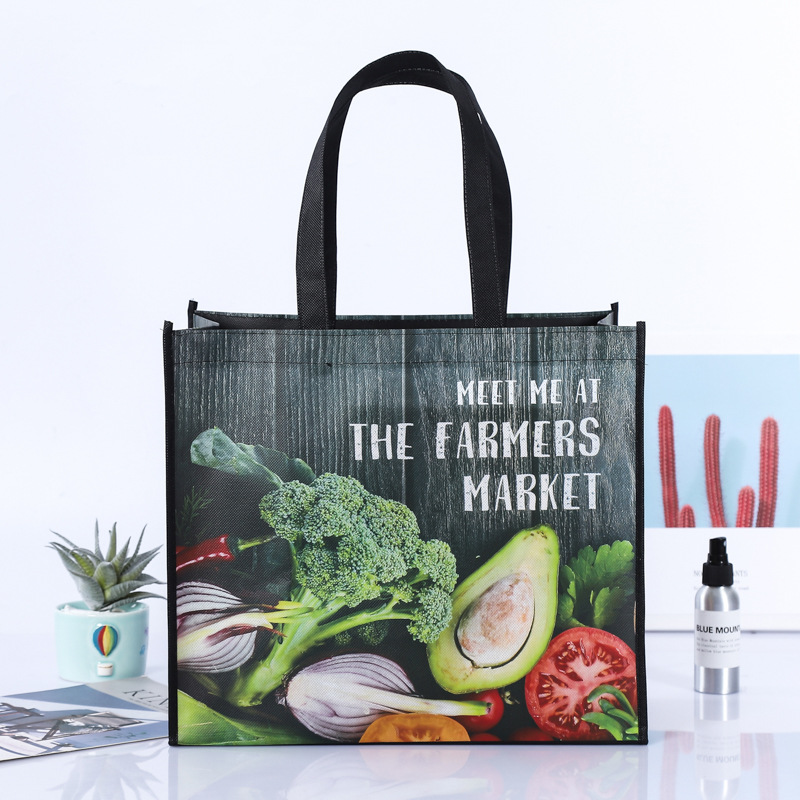 Takeout non-woven fabric bags, color-printed horizontal laminated handbags, shoes and clothing shopping three-dimensional bags, food packaging non-woven fabric bags details Picture