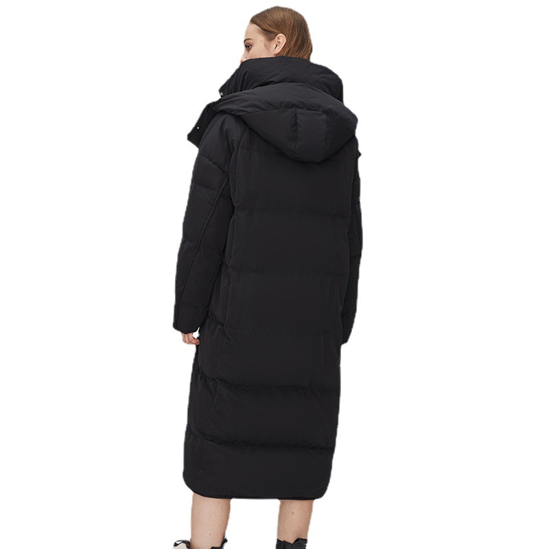 Jiazehua 2022 New 90-down quilt style down jacket for women, knee-length, loose, thick and hooded, warm for women Item Picture