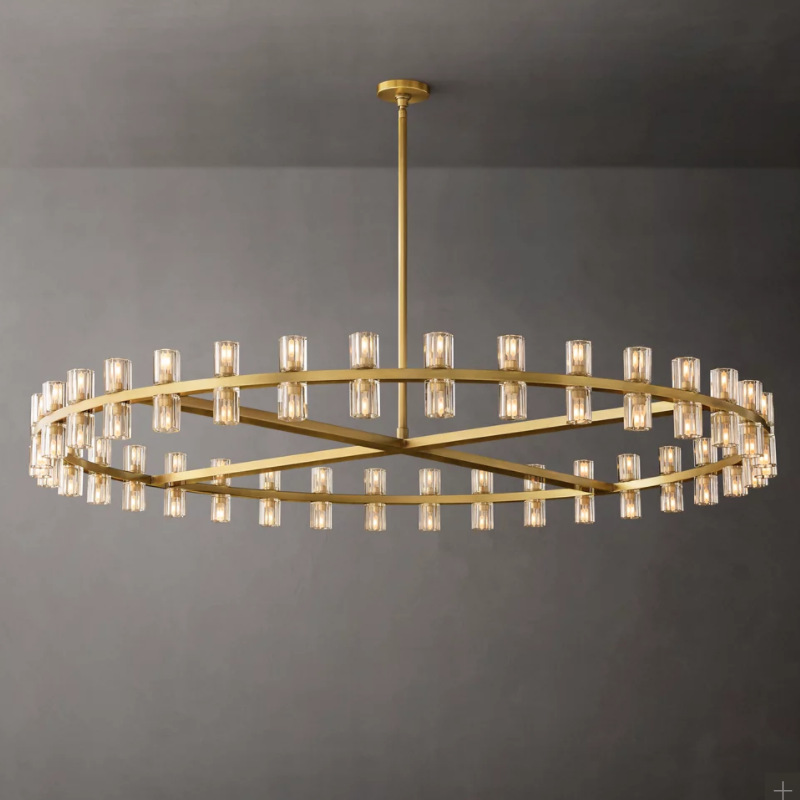 RH客厅吊灯大气家用大厅主灯美式全铜现代极简约客餐厅水晶吊灯