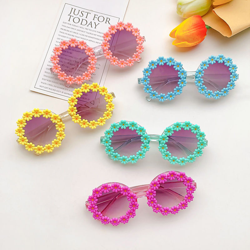 Cute flower, fresh and cute children's sunglasses, baby UV protection, children's sunglasses for taking photos and walking the runway, cross-border bestsellers Specification image