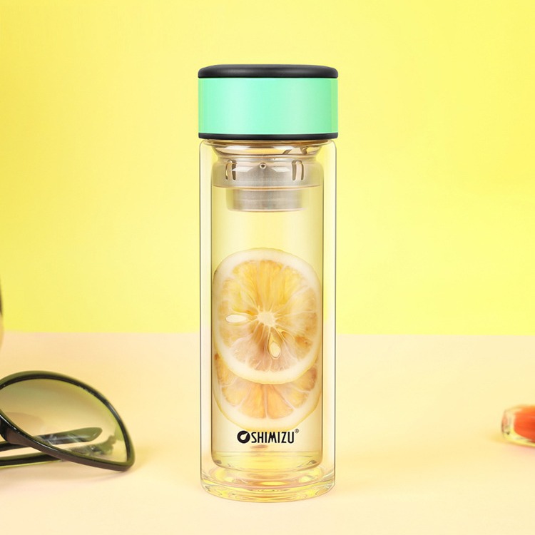 Shimizu Clear Water Teacup Women's Glass Double Insulated Green Tea Flower Teacup Personal Water Still Transparent Cup details Picture