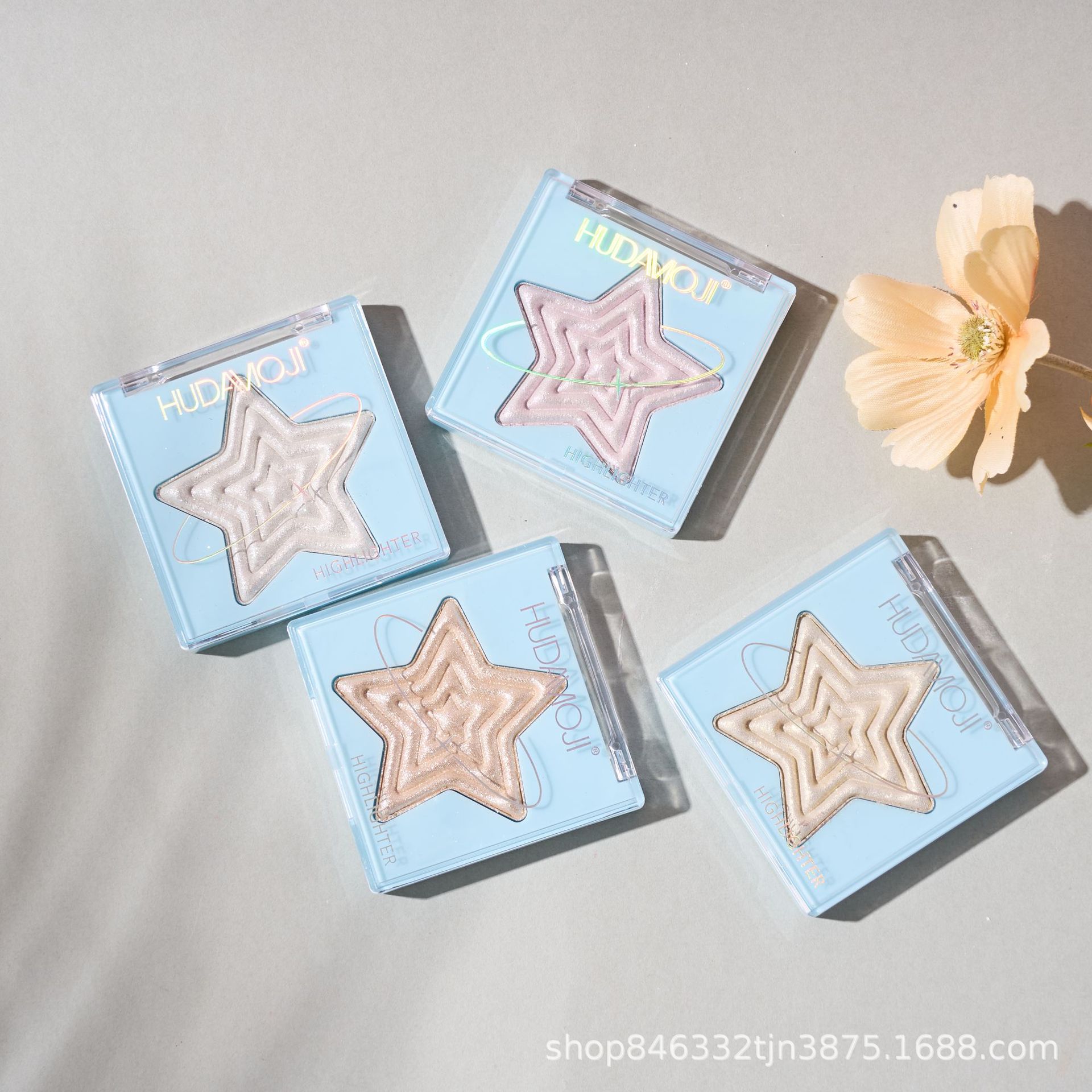 Cross-border makeup HUDAMOJ five-pointed star Sparkling Highlights naturally three-dimensional and long-lasting, brightening the entire body and making the collarbone shine Specification image