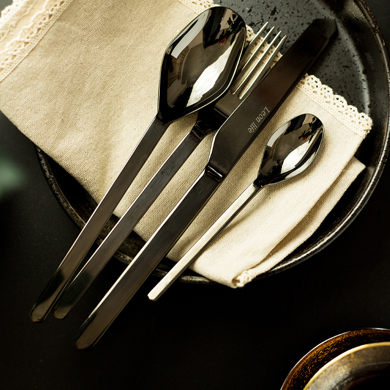 Electroplated Gold Light Luxury Hotel 304 Stainless Steel Tableware Ins Western Food Minimalist Tableware Wholesale Knife, Fork And Spoon Set