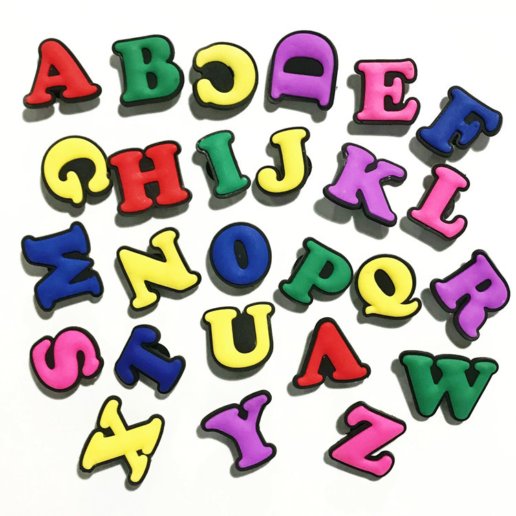 Multicolor Lettering Series Crocs Floral Clasp Removable Diy Accessory Specification drawing