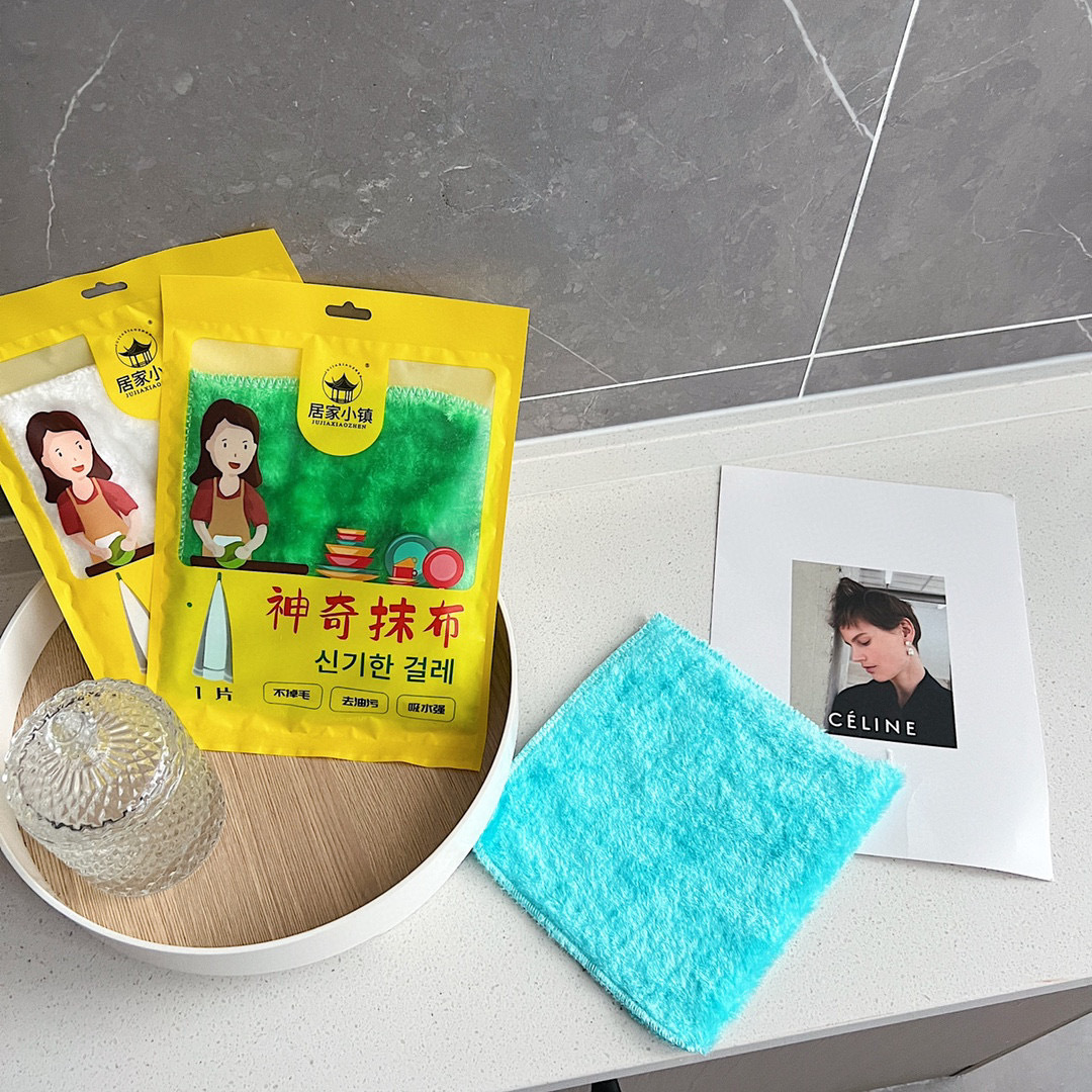 居家小镇神奇抹布一片式装不掉毛 去油污 吸水性强厨房清洁洗碗布细节图