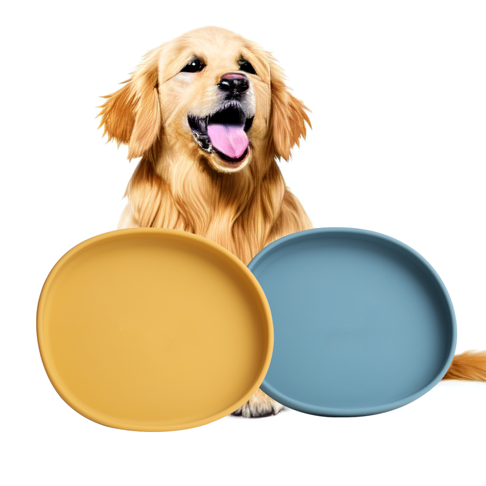 Wholesale of cross-border dog feeding bowls, portable silicone food and water basins for cats, pet feeding supplies, dog food and cat food plates