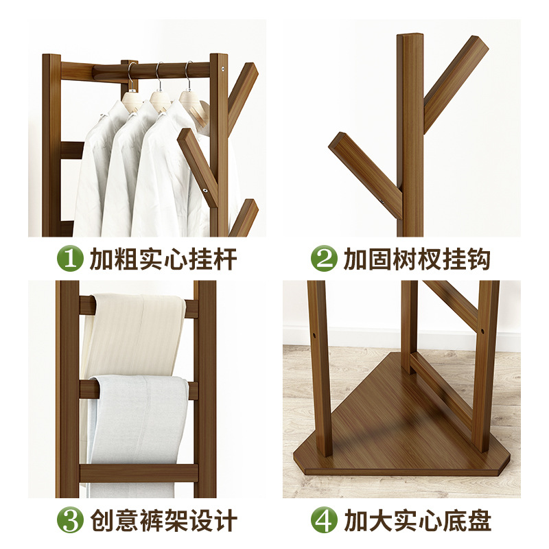 Coat Rack Hanging Coat Rack Storage Simple Modern Bedroom Floor Solid Wood Small Multi-Functional Storage Shelf details Picture