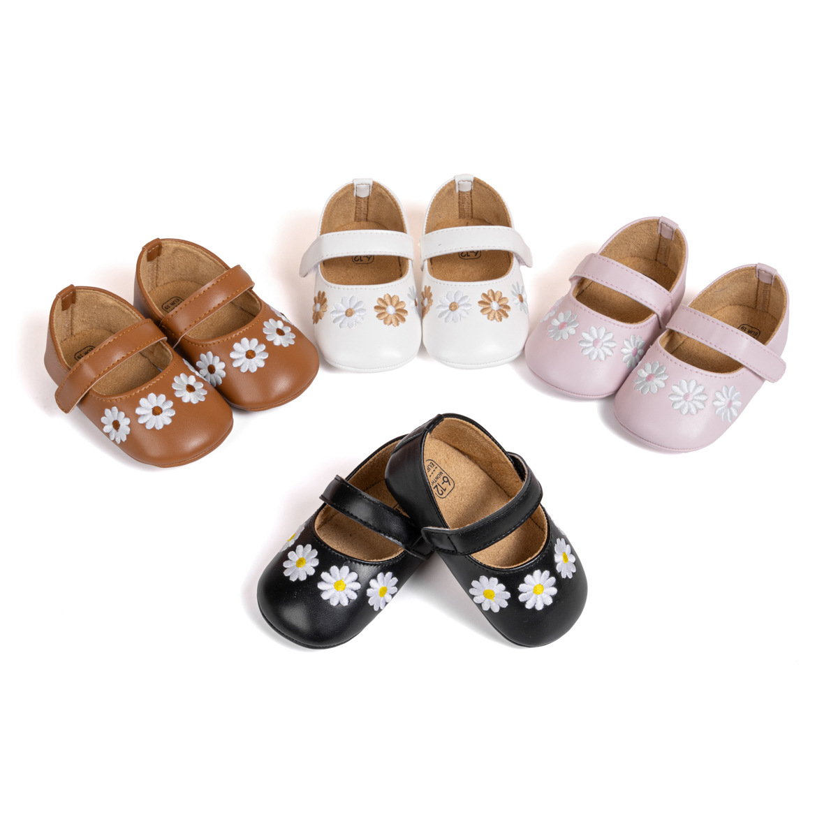 Foreign Trade New Baby Shoes Embroidery Flowers Simple Princess Shoes Soft Sole Rubber Sole Comfortable Toddler Shoes Baby Shoes Item Picture