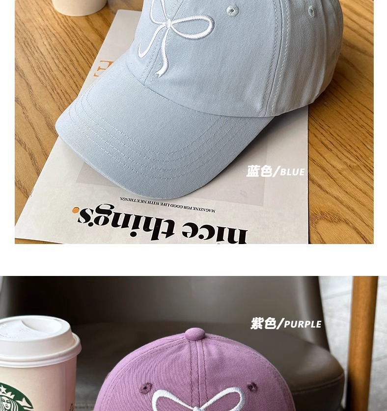 Korean inS-style baseball cap for girls with bow, sweet, cute and romantic pink cap, versatile soft top baseball cap pic 7