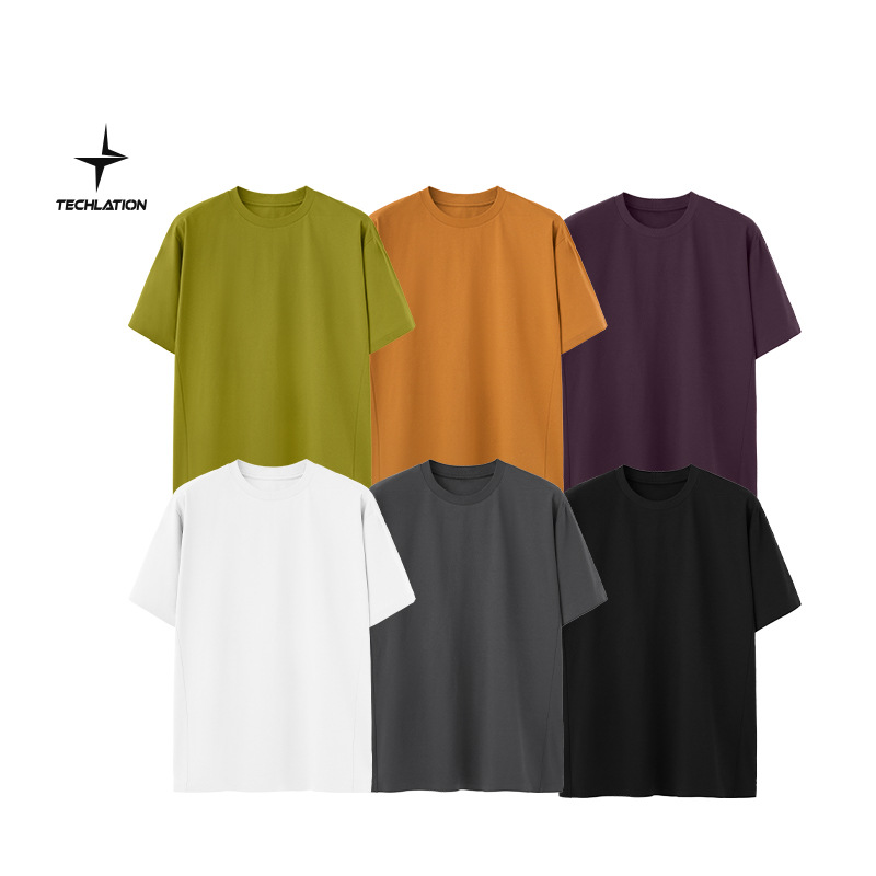 t恤男士短袖潮流/T恤/半袖/丝绸中式男/芥黄亨利领白底实物图