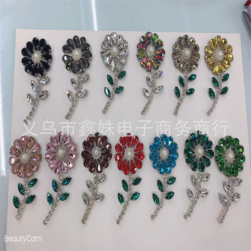 太阳花玻璃钻石鞋花衣帽DIY饰品配件