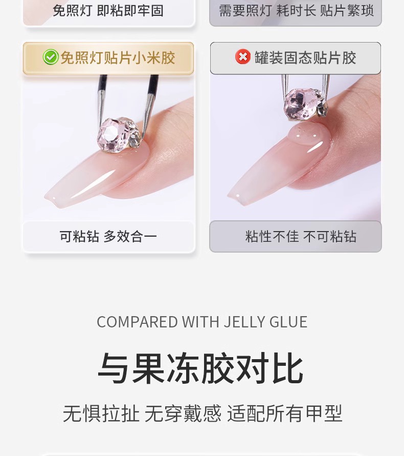 小米胶穿戴甲固态胶不照灯免烤假指甲专用贴片胶粘合剂甲片胶水详情10