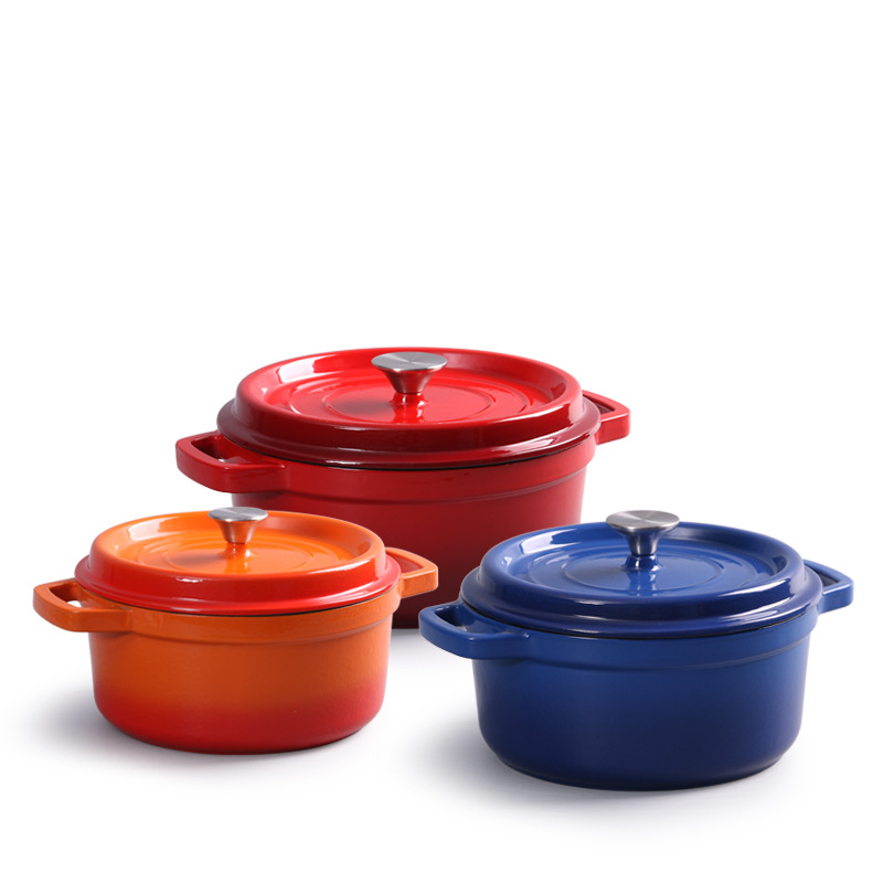 Enamel Pot Cast Iron Saucepan Uncoated Old-Fashioned Raw Iron Pot Household Two Ear Enamel Pot Induction Cooker Universal Non-Stick Pan Item Picture