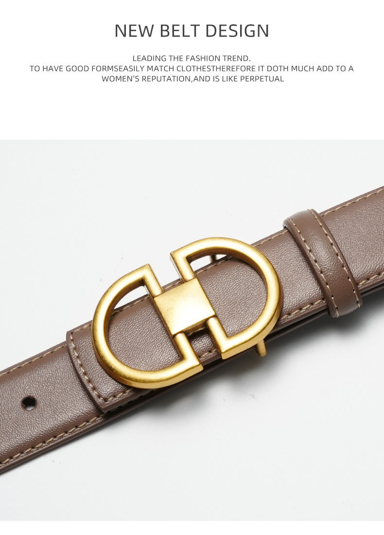 女士腰带双面真皮平滑扣高品质束腰带配连衣裙装饰纯牛皮皮带女潮详情10