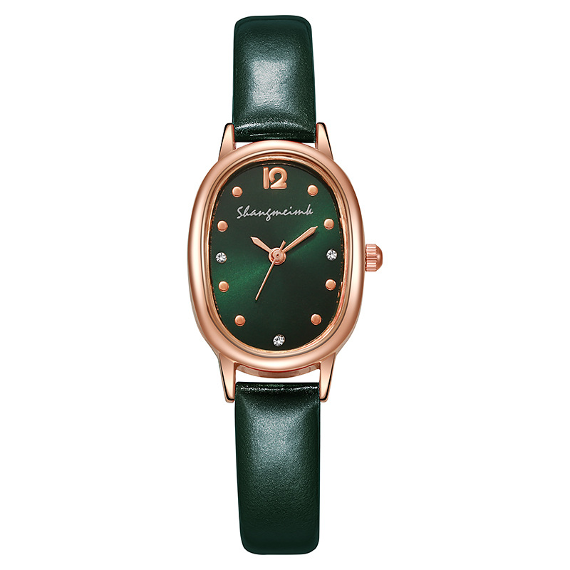 Liu's Shangmei Retro Simple Oval Student Watch Niche High-Grade Female Skin With Quartz Women's Watch Wholesale Item Picture