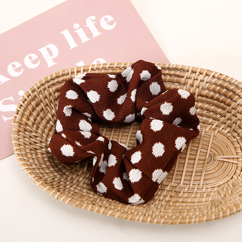 South Korea Dongdaemun Simple Fabric Headband Temperament Polka Dot Large Hair Band Fashion Ball Head Rope Girl Hair Accessories Specification drawing